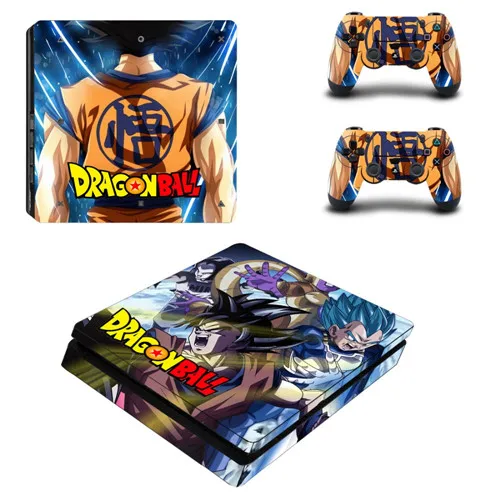 Серебристый Dragon Ball супер полное покрытие лицевые панели PS4 тонкая кожа Виниловая наклейка, стикер для Playstation 4 консоль и контроллер PS4 тонкая кожа - Цвет: Серебристый