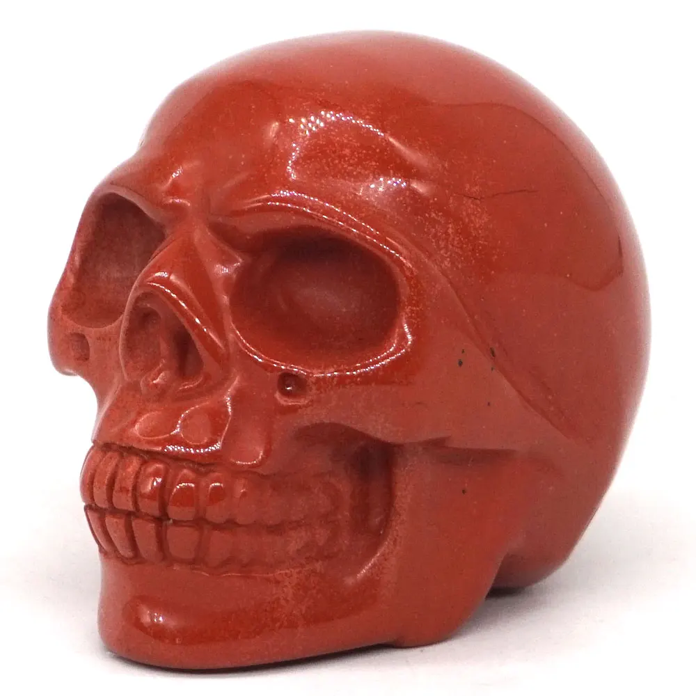 

2" Skull Statue Natural Gemstone Red Jasper Crystal Hand Carved Reiki Healing Quartz Stone Figurine Crafts Home Decoration