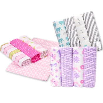 

4pcs Pure Cotton Baby Blankets Breathable Newborn Bedding Blankets Infant Nursing Swaddle Colorful Pattern Diapers Wraps 76*76cm