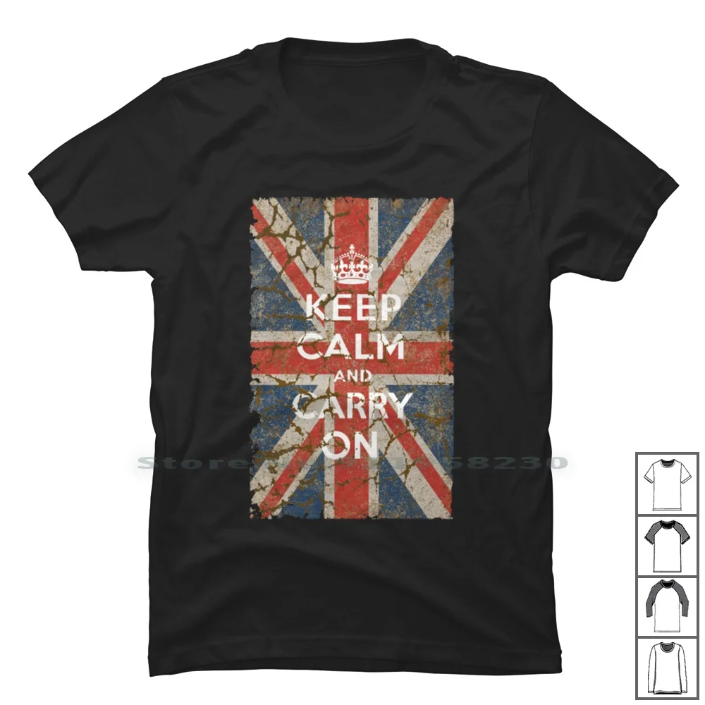 Гибридная футболка с флагом Великобритании и надписью Keep Calm 100% хлопок гибридный