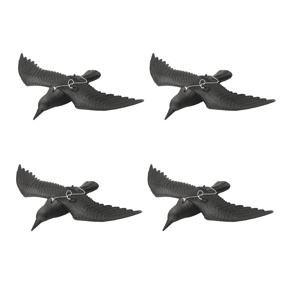 4pc 15'' Life-Size Outdoors Floating Decoy Fishing Hunting Decoy Flying Crow