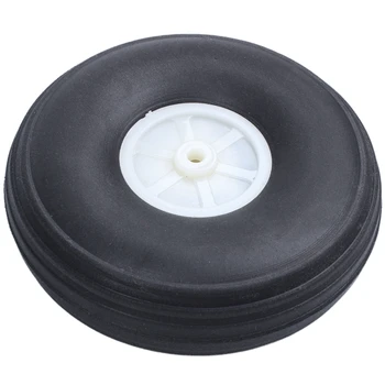 

3.5 Inch RC Airplane Black PU Tire Wheel With Beige Plastic Hub Super Light Aircraft Assembly Parts Pack of 2