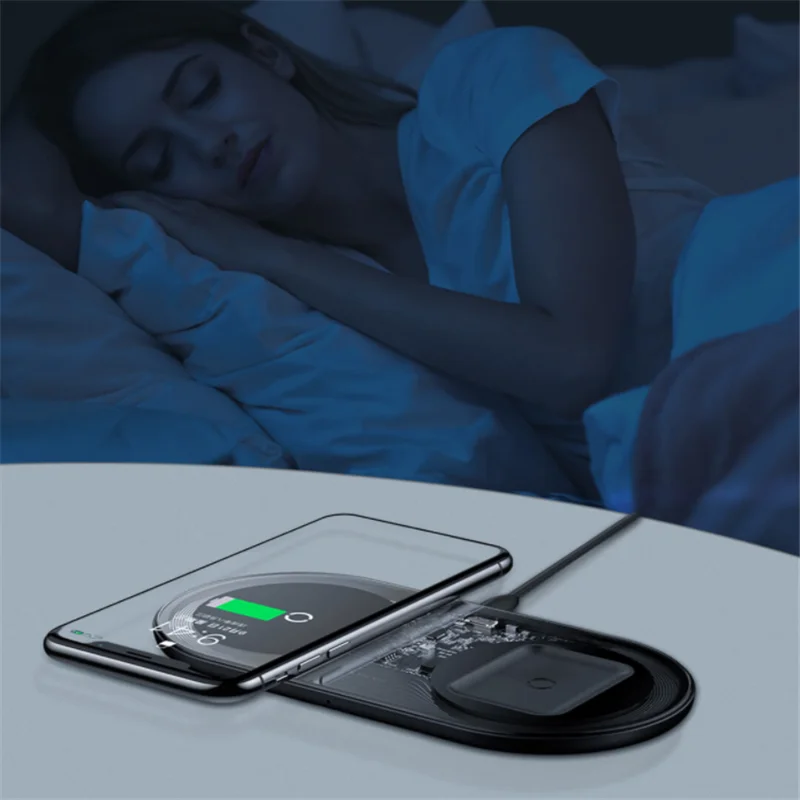 Xiaomi Baseus 2-в-1 беспроводной зарядное устройство 15 Вт двойной устройства с зарядным устройством быстрой зарядки интеллигентая(ый) защиты