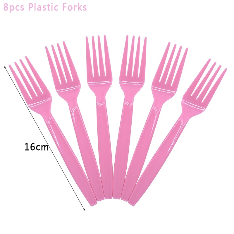 Boy Girl 1st Birthday Party Decor Disposable Tableware Kit Blue Pink Plate Cups Napkins Baby Shower Kids Birthday Party Supplies - Цвет: 8pcs Forks