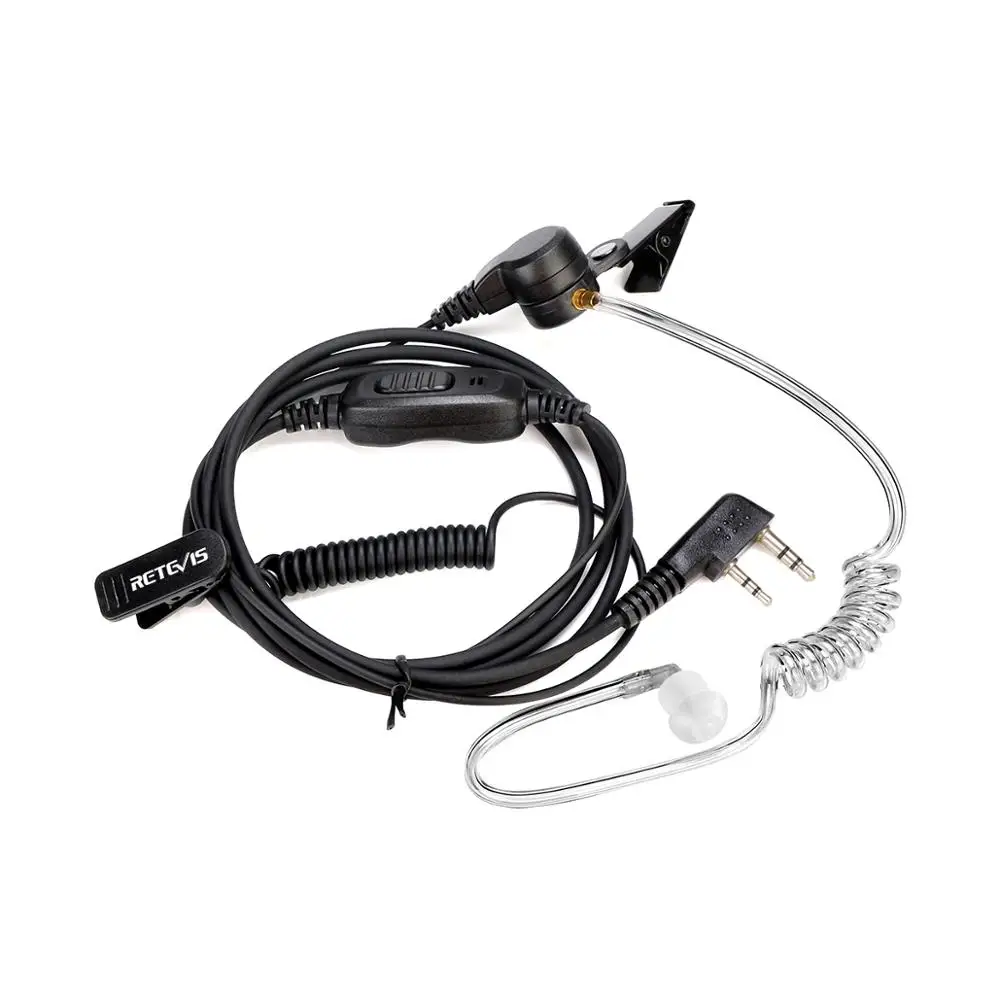Retevis 10pcs 2Pin Walkie Talkie Earphones Acoustic Tube Headset With PTT MIC For Kenwood Puxing Retevis Baofeng UV5R UV82 UV9R