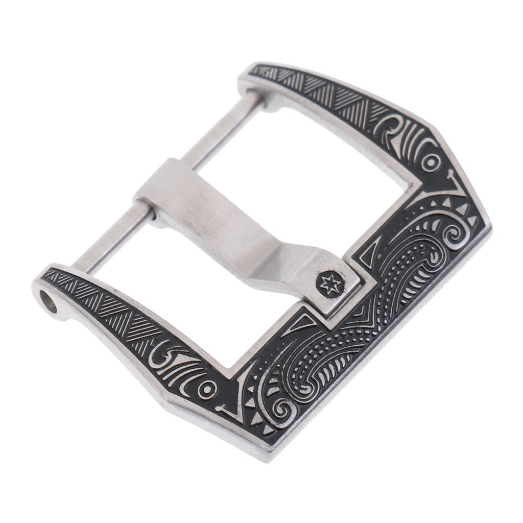 Vintage Carved Stainless Steel Watch Buckle For Leather Band Strap 18mm 20mm 22mm