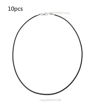 

10Pcs Top Quality Black Silk Leather Cord Chain Necklace with Lobster Claw Clasp N02 20 Dropshipping