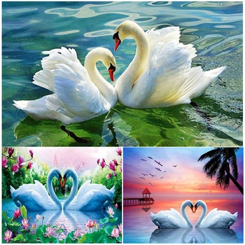 

Full Square Diamond Embroidery Swans 5D DIY Diamond Painting Animals Cross Stitch Diamond Mosaic Picture Of Rhinestones Decor