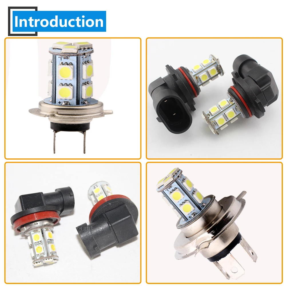1 шт. DC12V H4 5050 13 SMD светодиодный H3 H1 9005 9006 H11 H7 автомобиля внешние головной