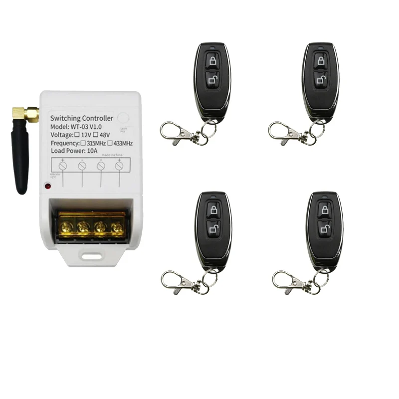 

DC12V-48V 1 CH 1CH RF Wireless Remote Control Switch System Receiver +metal Remote Can Time delay Garage Doors /window/shutters