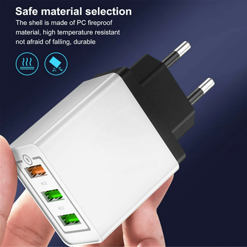 Быстро Зарядное устройство США/ЕС Подключите мобильный телефон QC 3,0 USB 3 порты, для сотового телефона для подключения к настенной быстро Зарядное устройство для зарядки для samsung Galaxy
