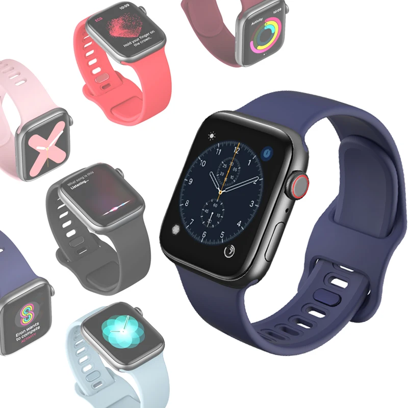 Ремешок силиконовый для Apple Watch Band 38/42 мм iWatch 4 5 44 40 спортивный браслет 3 2