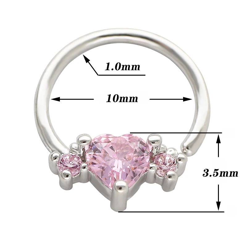 Piercing Al Naso In Acciaio Chirurgico - Set Con Anelli, Fiore, Cuore E CZ (18G/20G)
