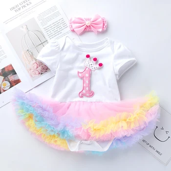 

Ice Cream 1 Year Olds Tutu Newborn Cartoon Baby 1st Birthday Set Children's Party Dress Infant Girl Clothes Baby Clothing Newborn