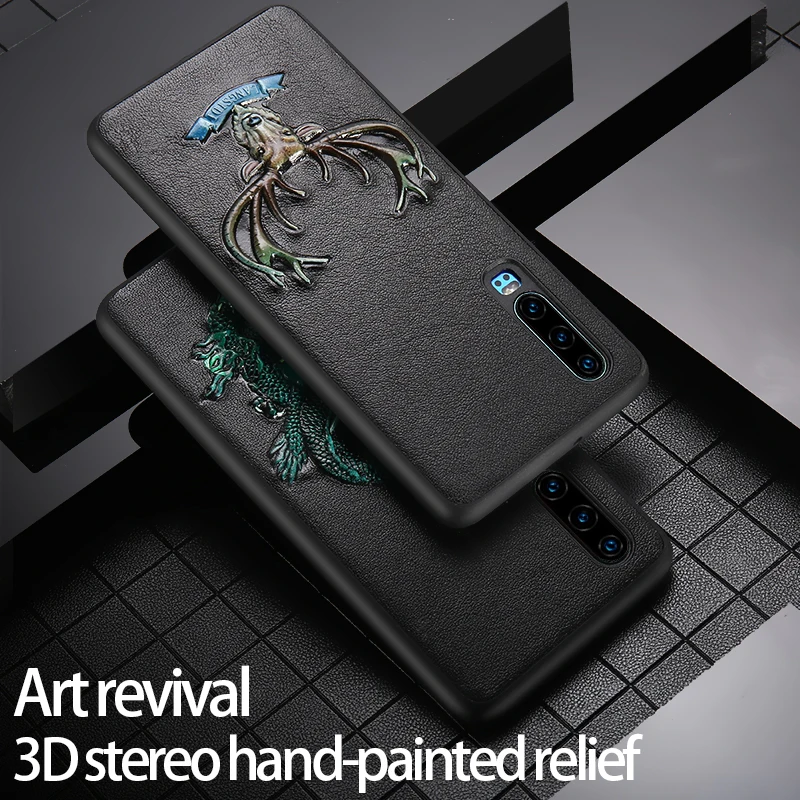 LANGSIDI дизайн из натуральной кожи чехол для телефона huawei P30 P20 PRO 3D Emboss нескользящий противоударный чехол