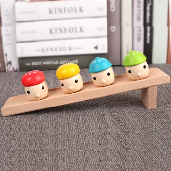 

Top Cow Wooden Building Blocks Multi-color Fun Mushroom Slide Early Childhood Educational Glide Toy New Style