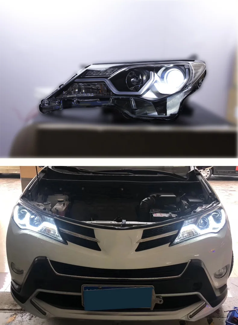 Автомобильный Стильный чехол на голову для Toyota RAV4 фары 2013- светодиодный фонарь DRL Bi Xenon объектив Высокий Низкий Луч парковочная противотуманная фара