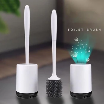 

Durable TPR Toilet Brush Soft Bristle Wall-mounted Bathroom Toilet Brush Holder Set Clean Tool Bathroom Accessories