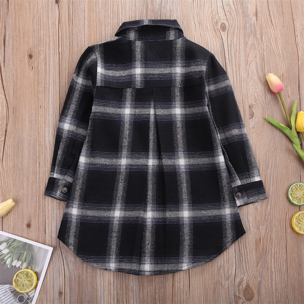 UK Stock Kids Baby Boys Girls Clothes Plaid Blouse Check Long Sleeve Button Down Shirt Tops Autumn Shirt 1-7Y