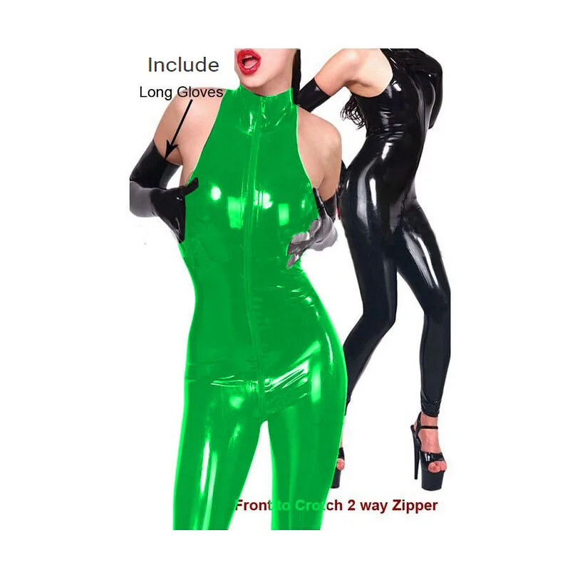 green leather jumpsuit