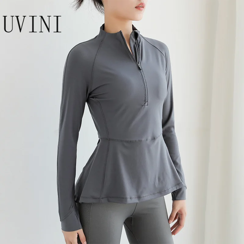Нейлоновая спортивная куртка на полумолнии Женская осенне-зимняя одежда для фитнеса показывает тонкий длинный рукав плотный корпус быстросохнущая одежда для йоги