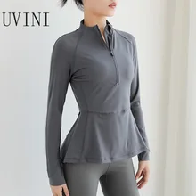 Нейлоновая спортивная куртка на полумолнии Женская осенне-зимняя одежда для фитнеса показывает тонкий длинный рукав плотный корпус быстросохнущая одежда для йоги