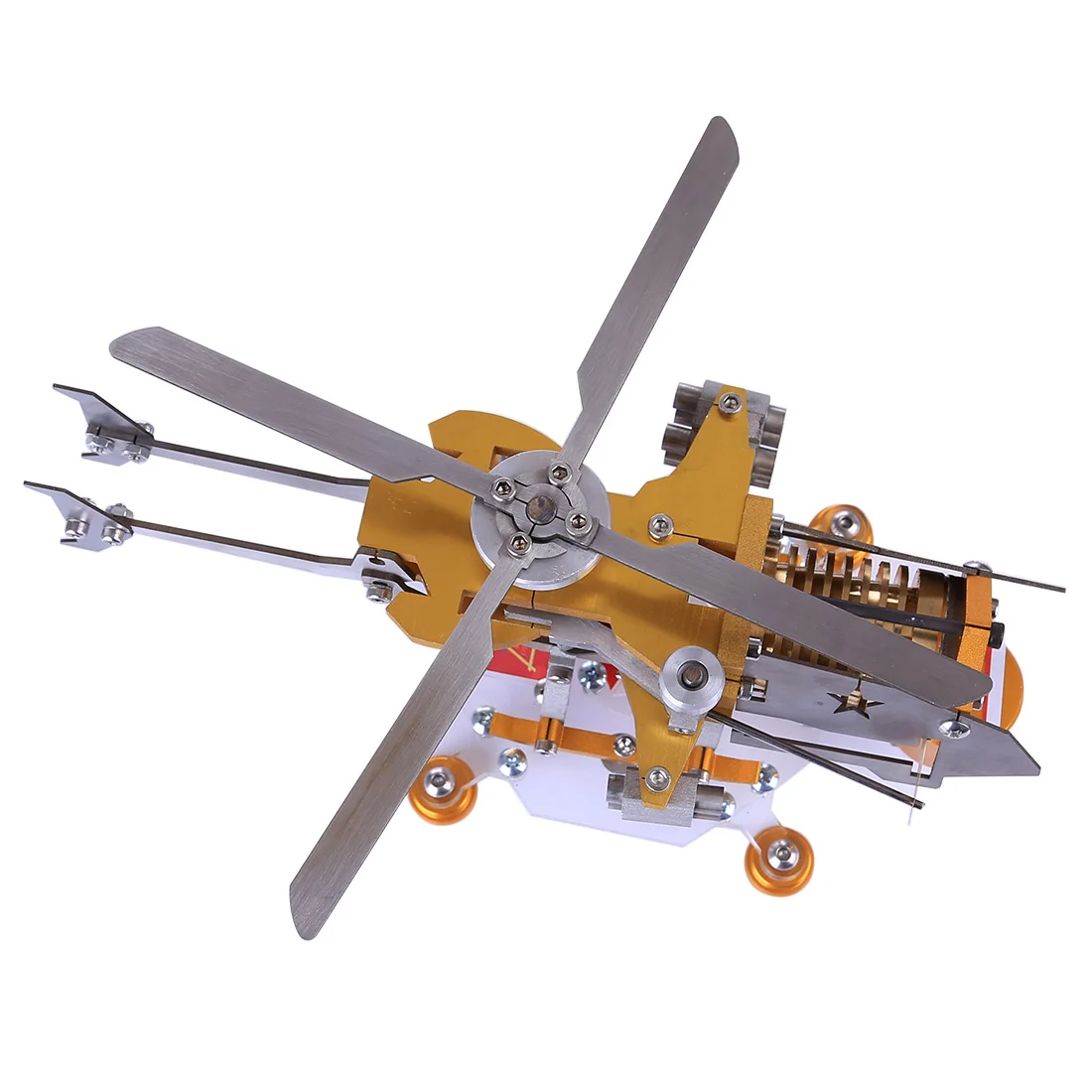 Armored Edition Helicopter Horizontal Single Cylinder Vacuum Stirling Model Toy