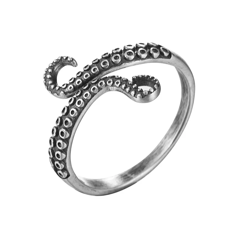 925 Sterling Silver Ring For Women Cthulhu Octopus Tentacle Open Original Design Jewelry