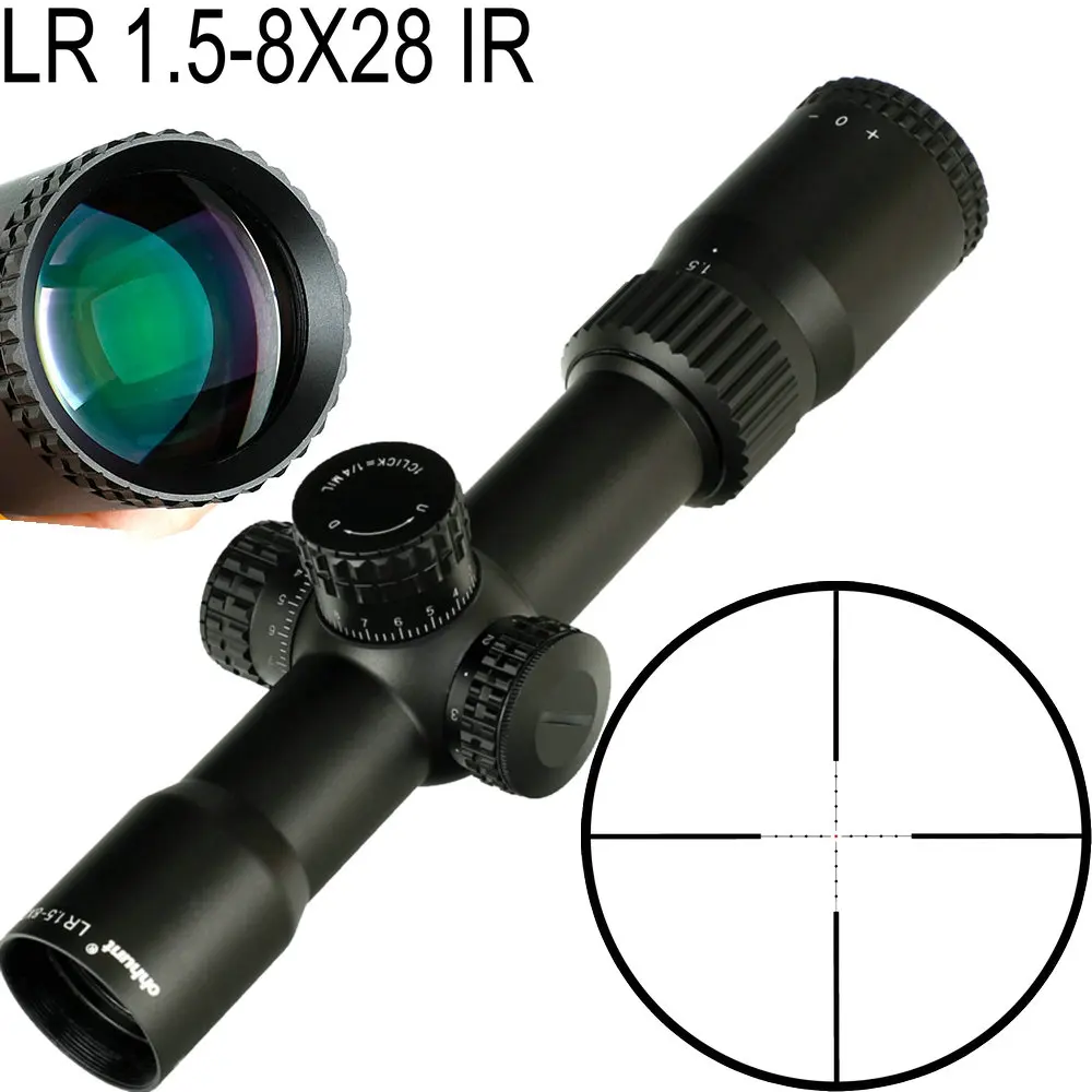 LR 1,5-8X28 IR компактный охотничий прицел Mil Dot стекло травление сетка Красная подсветка турели замок сброс Trail тактический прицел