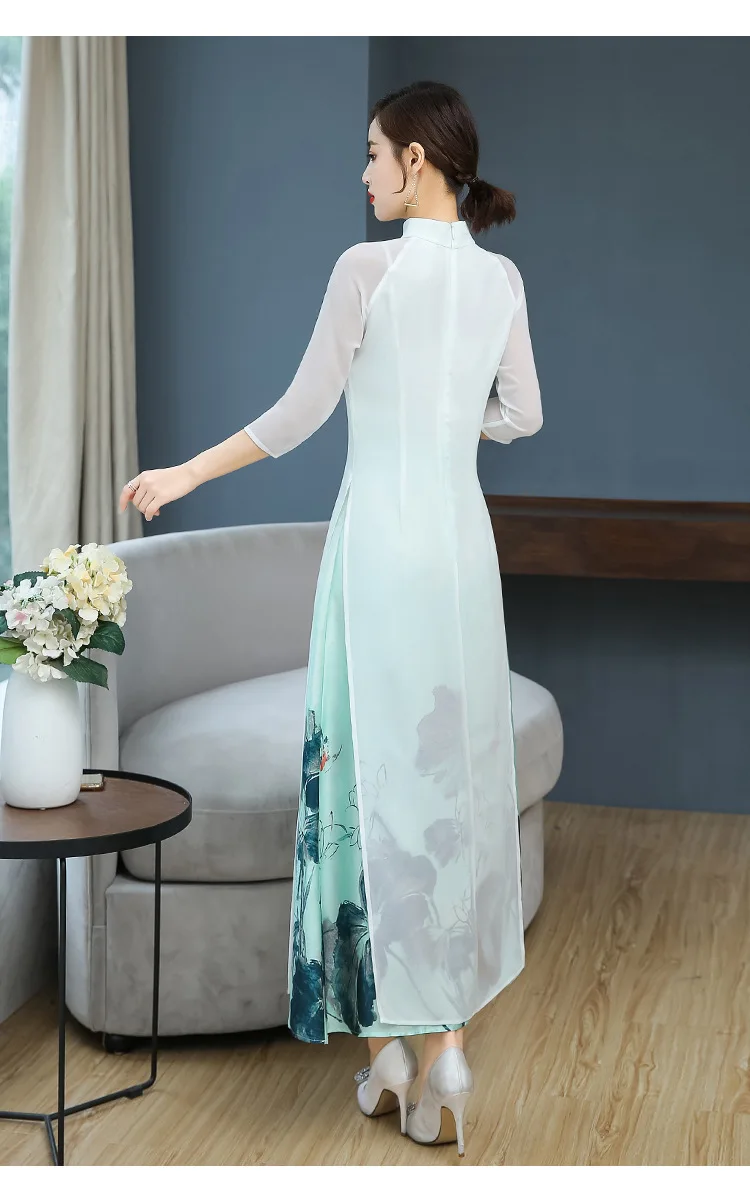 Вьетнамский стиль qipao аозай традиционные азиатские шифоновые платья