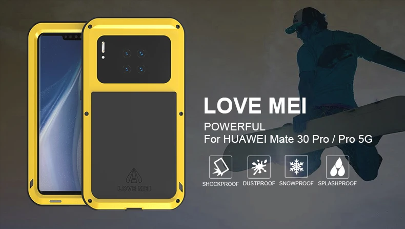 Mate 30pro Love Mei Водонепроницаемый металлический мощный противоударный чехол для телефона huawei mate 30 pro Huawey mate 30pro 5G Алюминиевый Чехол