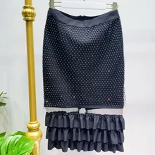 Сексуальная Тяжелая Сетка с бриллиантами украшенная Сетка кружевная юбка