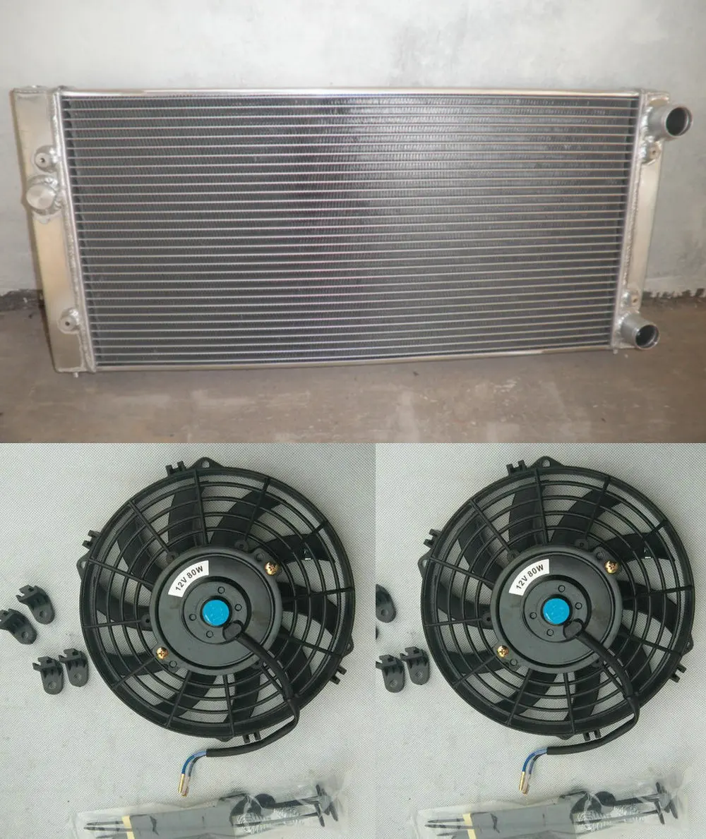 Radiator And Fans Алюминий радиатор+ кулер вентилятор для Volkswagen VW Golf MK3 GTI MT 1.8L 1.9L 2.0L L4 1994-1998 GL GLS K2 94 95 96 97 98 - Цвет: Radiator And Fans