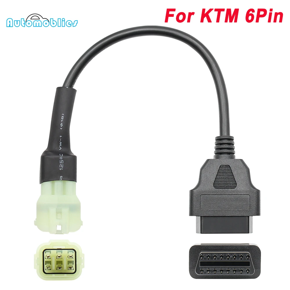 OBD2 Connector For KTM Motorcycle Motobike For KTM 6 Pin To 16 Pin Adapter For OBD2 Diagnostic Tools Moto OBD 2 Extension Cable car inspection equipment