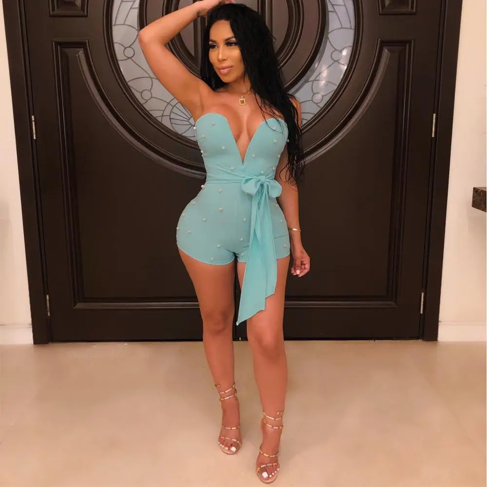 Модный женский комплект с шортами с v-образным вырезом, летний сексуальный Облегающий комбинезон с открытыми плечами, женский комбинезон MA8127