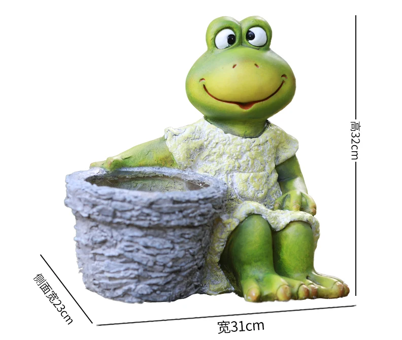 Mr Frog, держащая корзину цветочных горшков, статуя, открытый сад, Декоративная скульптура животного для домашнего стола, садовый декор, украшение