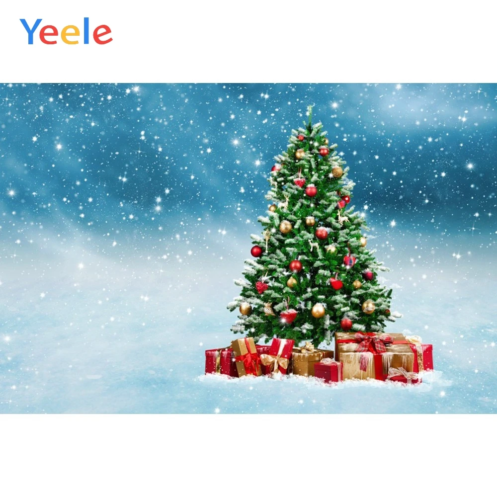 Yeele Christmas Tree Gradient Wall Gifts Bear Toy Portrait Baby Photography Backgrounds Photographic Backdrops for Photo Studio