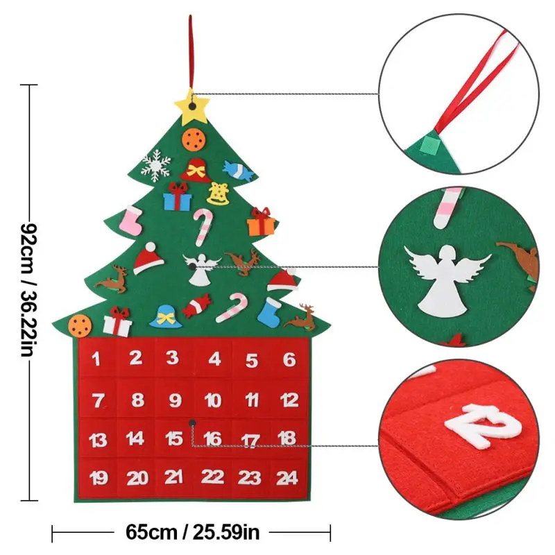 Войлочные Рождественские Елочные календари DIY 24 обратный отсчет в днях украшения Рождественский настенный дверной подвесной подарок