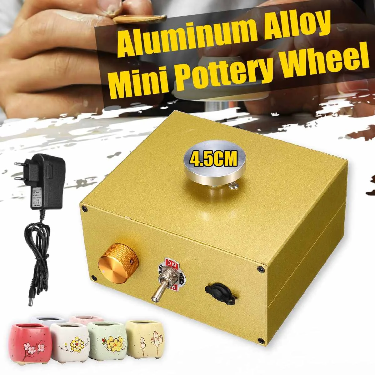 

New aluminum fingertip mini pottery wheel 4.5cm turntable knob stepless speed change ceramic machine pull machine plug-in