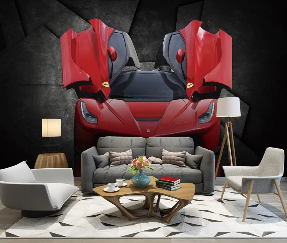 Пользовательские 3D Ретро промышленного ветер спортивный автомобиль сломанной стены фон обои росписи