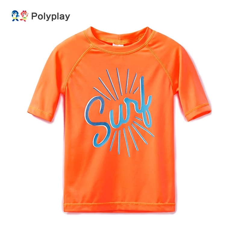 

The boy's short sleeve surf suit SPF 50 single top beach suit