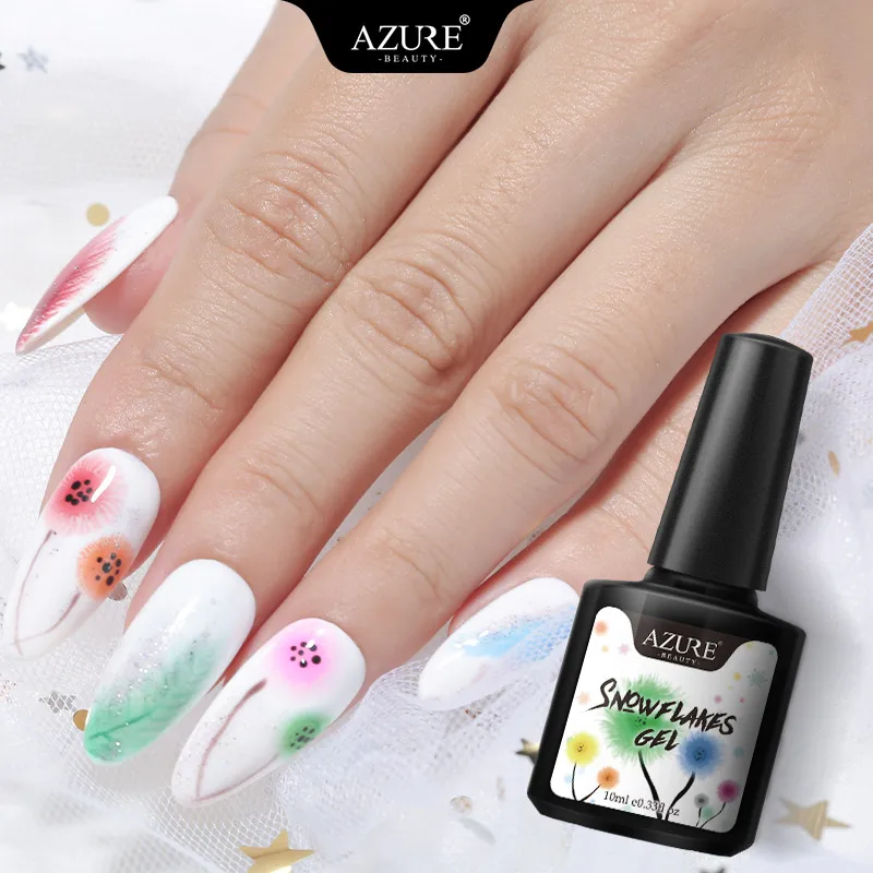 AZURE BEAUTY Snowflakes Blooming Nail Gel Polish Long Lasting Blossom Flowers UV Gel Lacquer Semi Permanent Hybrid Gel Enamel