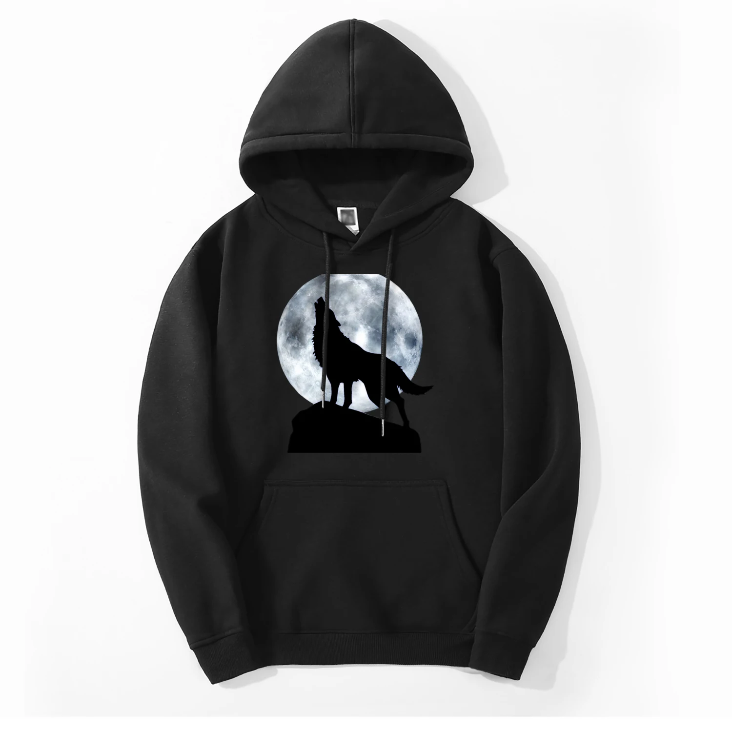 Мужская толстовка с капюшоном Moon Wolf модная флисовая принтом животных на осень и