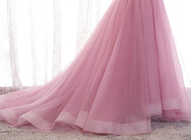 Вечернее платье Abendkleider Robe De Soiree Новое дизайнерское платье для выпускного вечера с v-образным вырезом из розового тюля ТРАПЕЦИЕВИДНОЕ вечернее платье длинное платье