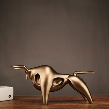 

20pcs 2019 Hot Sale Mrzoot Modern Abstract Golden Calf Statue Decoration Home Accessories Gift Geometric Taurus Sculpture Cra