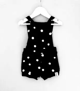 

Newborn Baby Girl Infant Black Polka Dot One-piece Cotton Clothes Overall Romper Bib Pants Outfit 0-24months