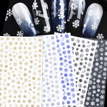 

1pcs Christmas Nail Stickers Decals Snow Flakes Xmas Wraps Snowman Winter Nail Art Decorations Manicure Tools Sliders F281-284