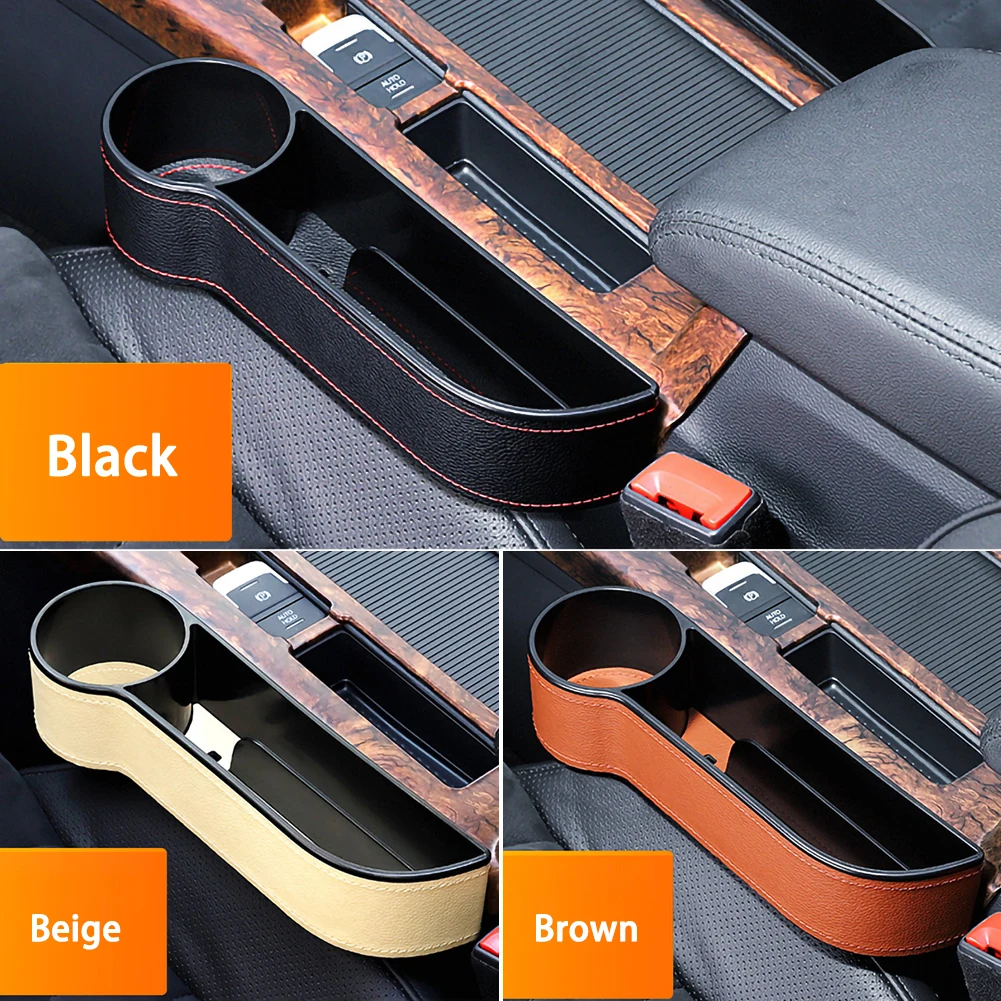 

Storage Box Car Organizer Seat Gap PU Case Pocket Car Seat Side Slit for Wallet Phone Coins Cigarette Keys Cards For Universal