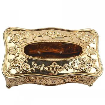 

Gold Acrylic Tissue Box Hotel Restaurant Napkin Holder Household Tissue Box
