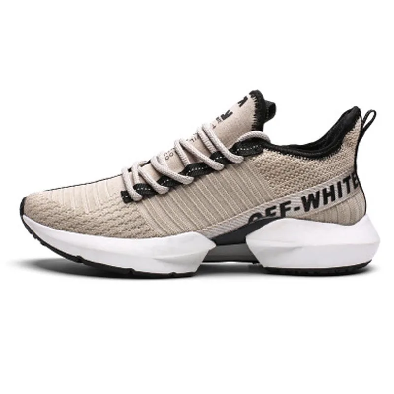 Khaki yellow Мужская Спортивная дышащая обувь дезодорант беговая Обувь уличная Нескользящая износостойкая повседневная мужская обувь большого размера для тенниса - Цвет: Khaki yellow